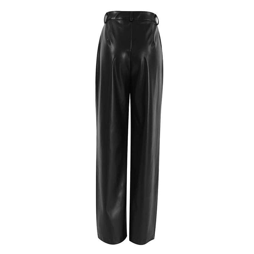 Wide Leg Leather Pants