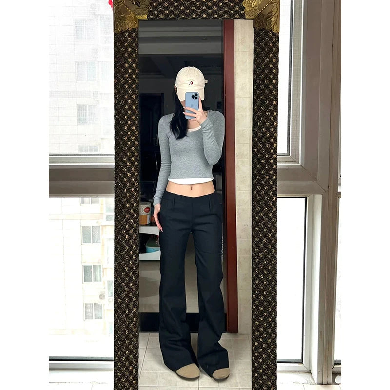 Low Waist Flared Dress Pants