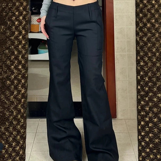 Low Waist Flared Dress Pants
